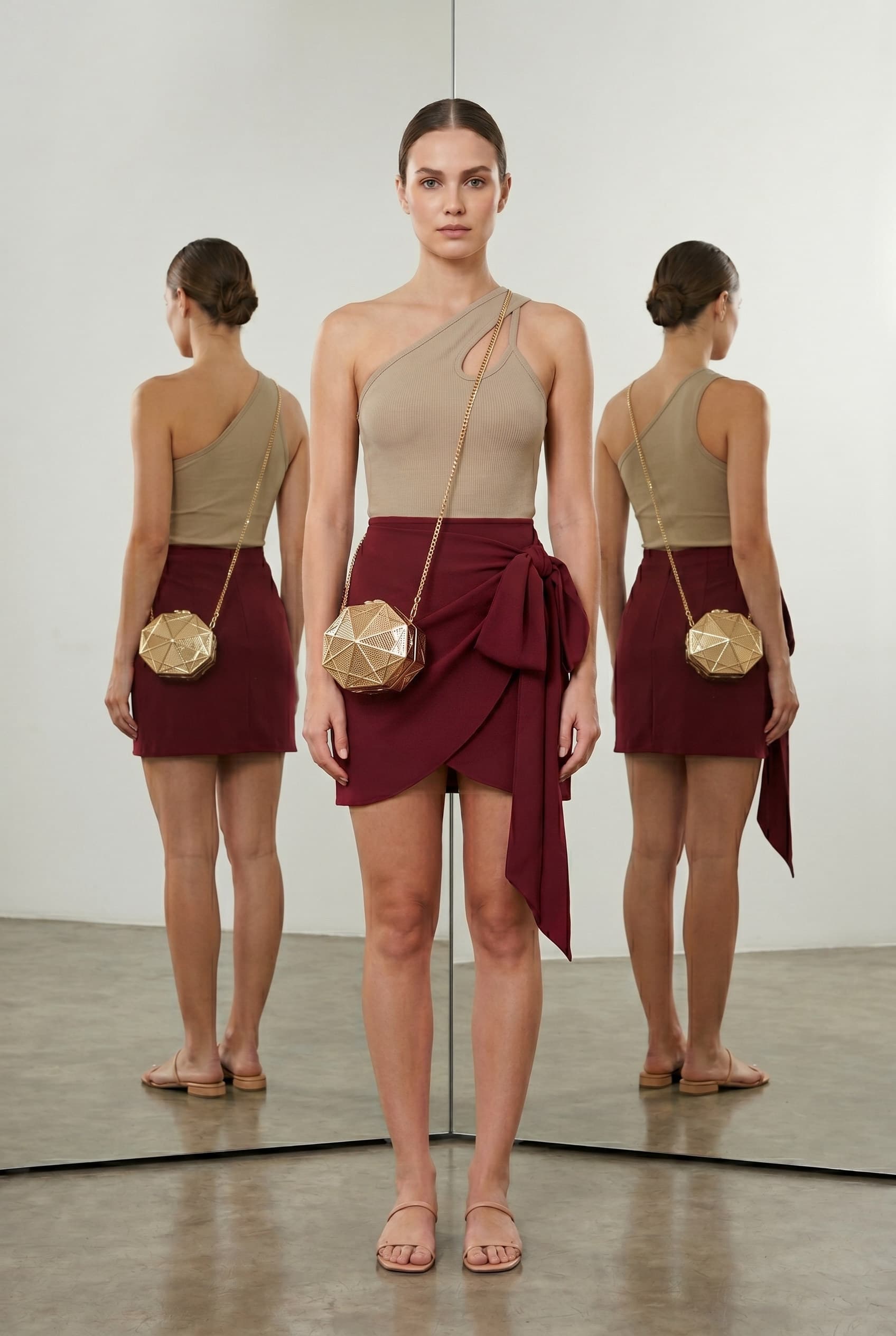 Modelo vestindo Conjunto A, gerada por IA
